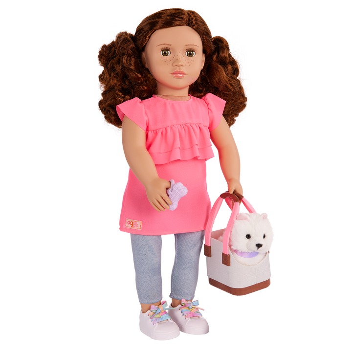 Becca & Pearl - 46cm OG Doll & Pet - Doll & Pet Puppy - Doll with Brown Hair, Hazel Eyes & Freckles - Gifts for Kids Ages 3 Years + - Our Generation UK