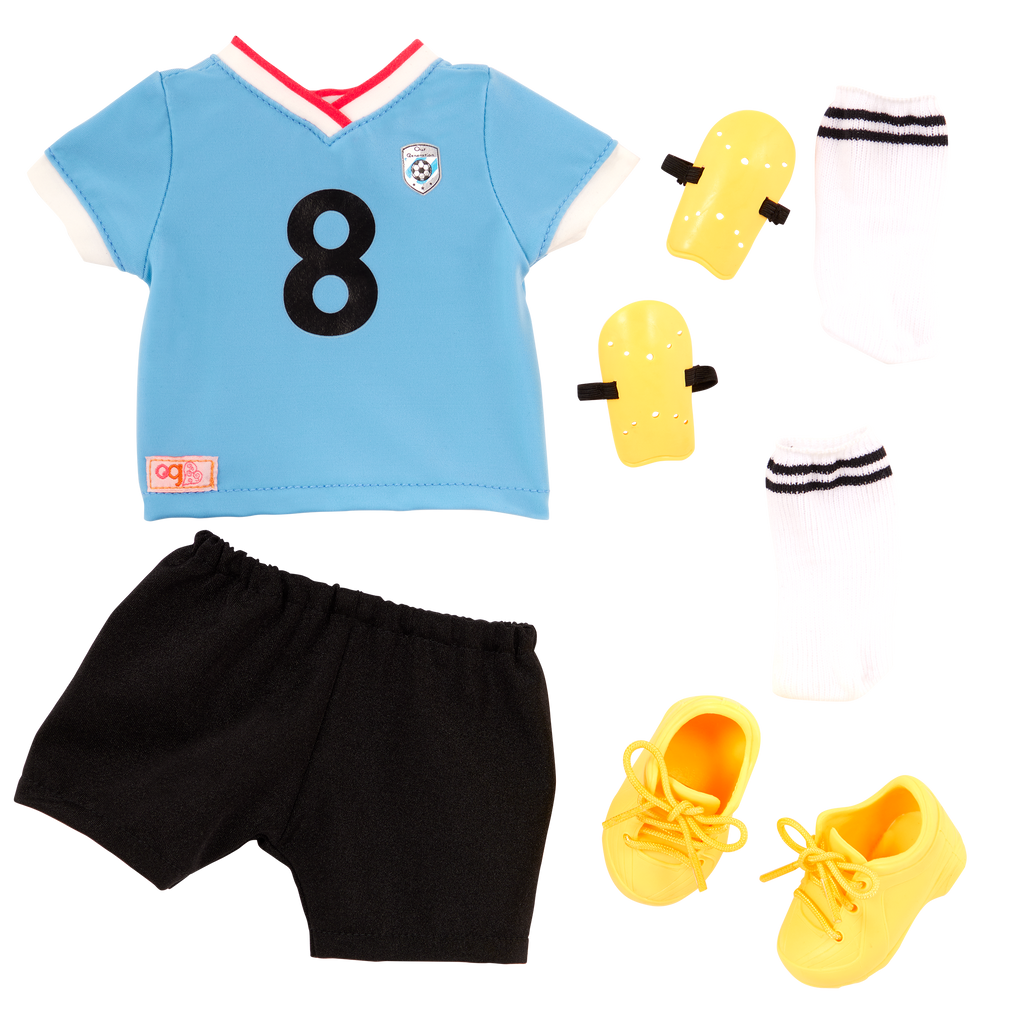 Mateo - 46cm Football Doll with Accessories - OG Boy Doll with Brown Hair & Eyes- Gift Ideas for Kids - Our Generation UK