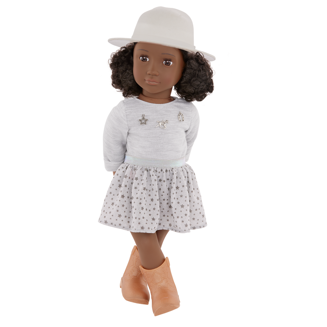 Victoria - 46cm OG Equestrian Doll - Doll in Cowgirl Outfit, Boots & Hat - Black Hair & Brown Eyes - Toys & Gifts for Kids - Our Generation 