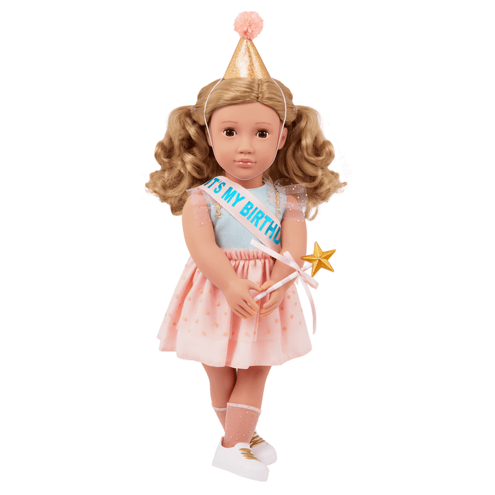 Romy - Our Generation 46cm Birthday - OG Doll with Blonde Hair & Brown Eyes - Birthday Accessories - Toys & Gifts for Kids - Our Generation