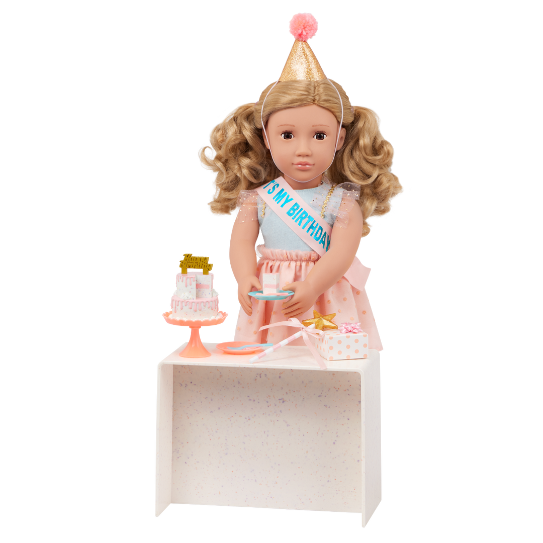 Romy - Our Generation 46cm Birthday - OG Doll with Blonde Hair & Brown Eyes - Birthday Accessories - Toys & Gifts for Kids - Our Generation