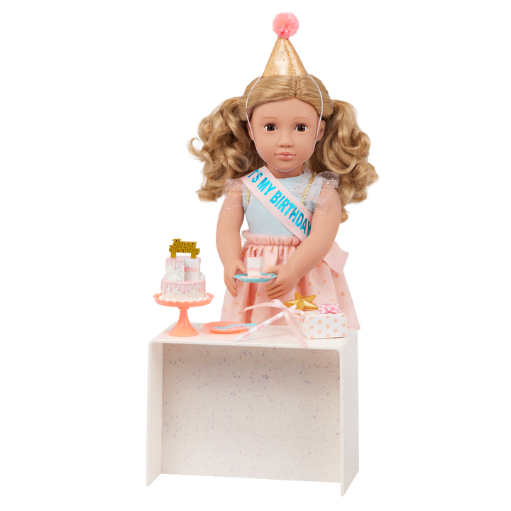 Romy - Our Generation 46cm Birthday - OG Doll with Blonde Hair & Brown Eyes - Birthday Accessories - Toys & Gifts for Kids - Our Generation