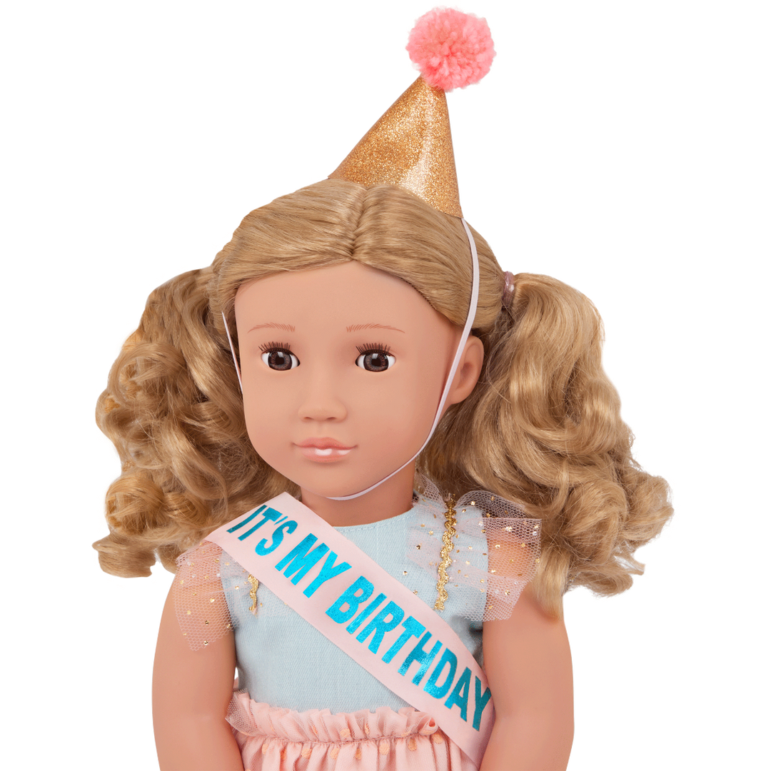 Romy - Our Generation 46cm Birthday - OG Doll with Blonde Hair & Brown Eyes - Birthday Accessories - Toys & Gifts for Kids - Our Generation