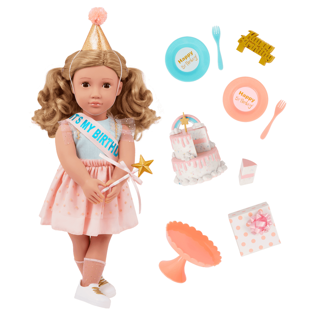 Romy - 46cm Birthday Doll - Doll with Birthday Party Accessories - Birthday Gifts for Kids - Our Generation