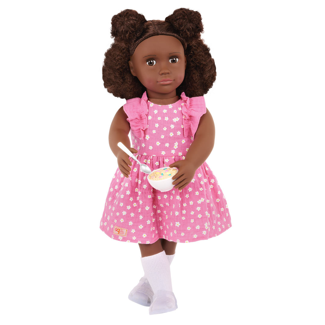 Zoey - 46cm Sleepover Doll - OG Doll with Brown Hair & Eyes - Two Doll Outfits - Toys & Gifts for Kids - 3 Years + - Our Generation