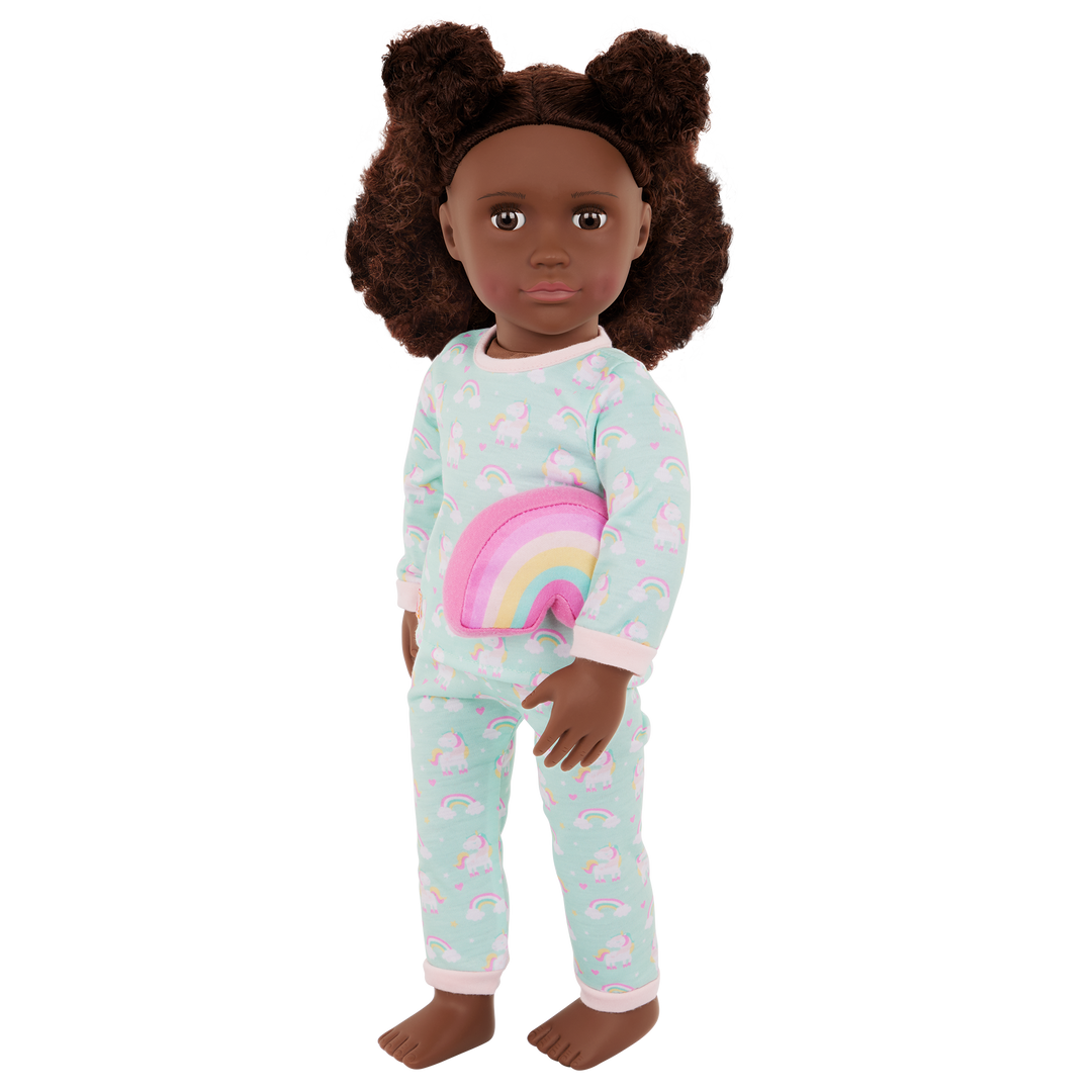 Zoey - 46cm Sleepover Doll - OG Doll with Brown Hair & Eyes - Two Doll Outfits - Toys & Gifts for Kids - 3 Years + - Our Generation