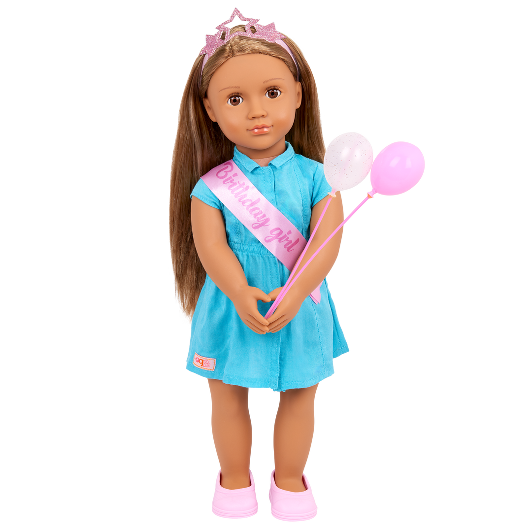Anita - 46cm Birthday Party Doll - OG Doll with Brown Hair & Eyes - Birthday Gift for Kids Ages 3 to 12 Years - Our Generation UK