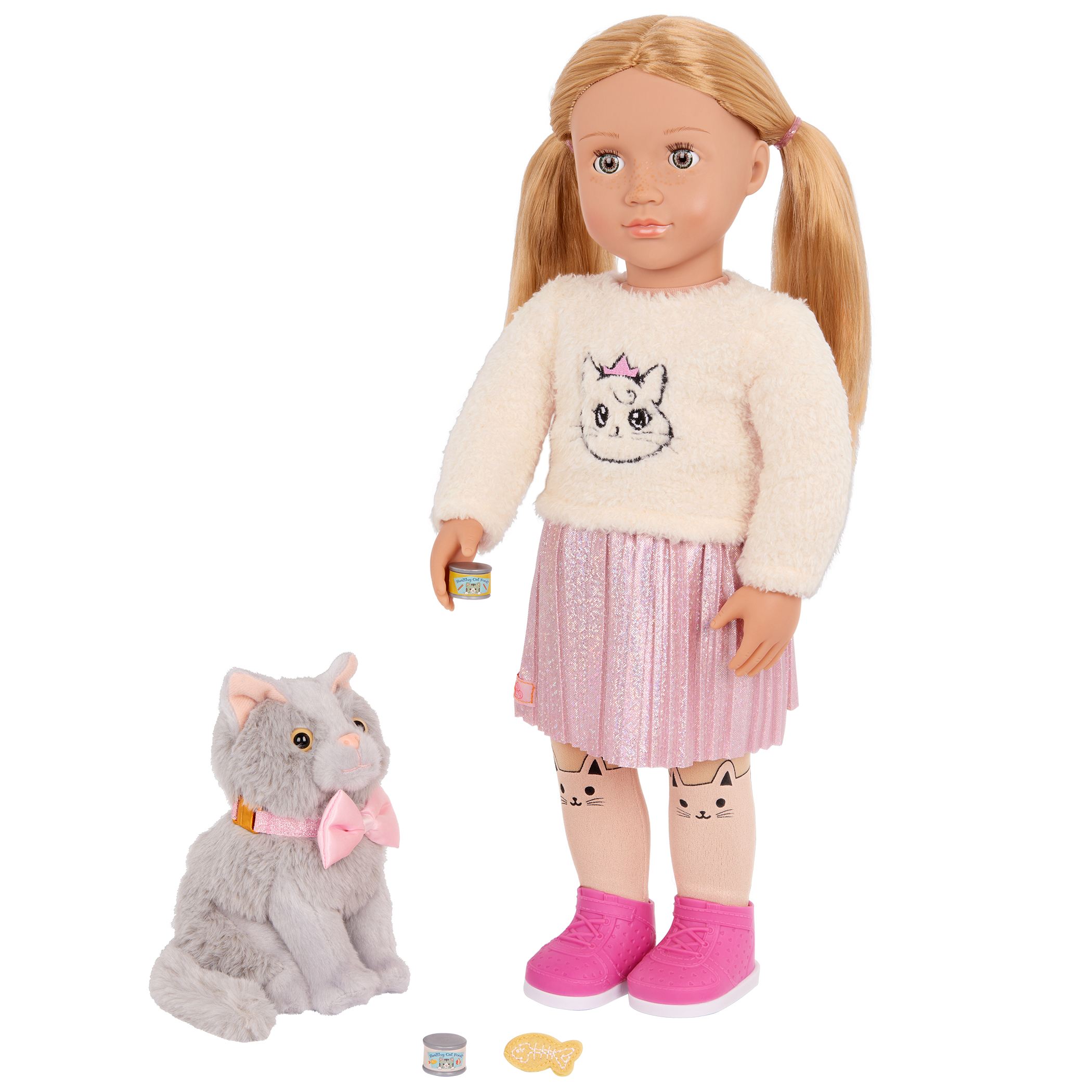 Sheela & Sammy - OG Doll & Pet Kitten - Doll with Blonde Hair - Kitten with Grey Fur - Gifts for Kids - Our Generation