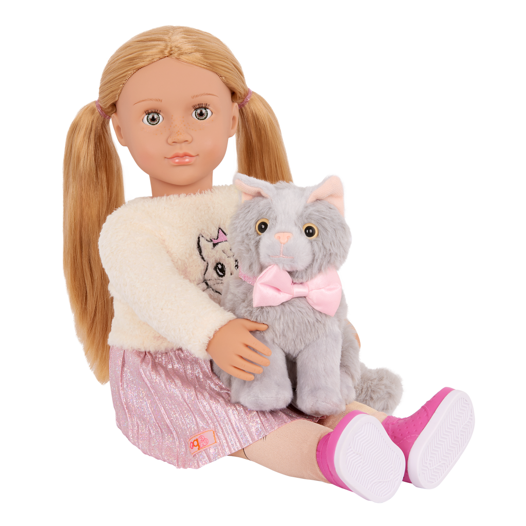 Sheela & Sammy - OG Doll & Pet Kitten - Doll with Blonde Hair - Kitten with Grey Fur - Gifts for Kids - Our Generation