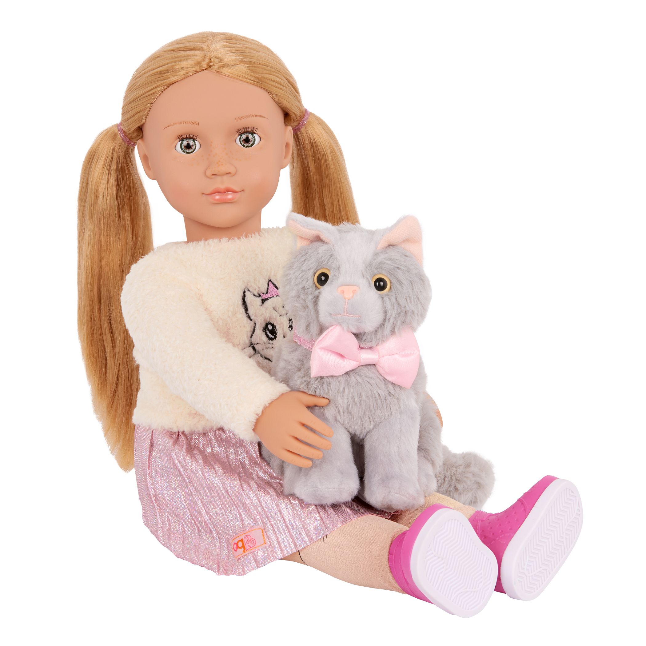 Sheela & Sammy - OG Doll & Pet Kitten - Doll with Blonde Hair - Kitten with Grey Fur - Gifts for Kids - Our Generation