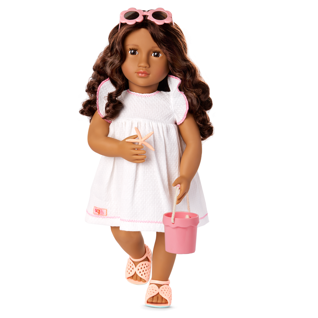 Gabriela - 46cm Summer Doll - OG Doll with Brown Hair & Eyes - Summer Outfits & Doll Swimwear - Poseable Doll- Doll & Book - Toys & Gifts for Kids - Our Generation UK