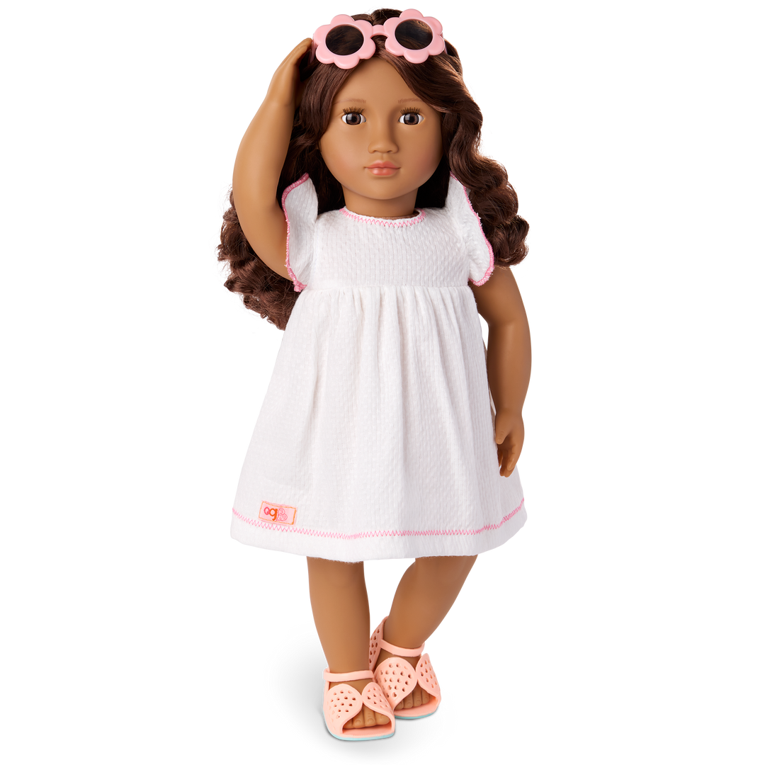 Gabriela - 46cm Summer Doll - OG Doll with Brown Hair & Eyes - Summer Outfits & Doll Swimwear - Poseable Doll- Doll & Book - Toys & Gifts for Kids - Our Generation UK