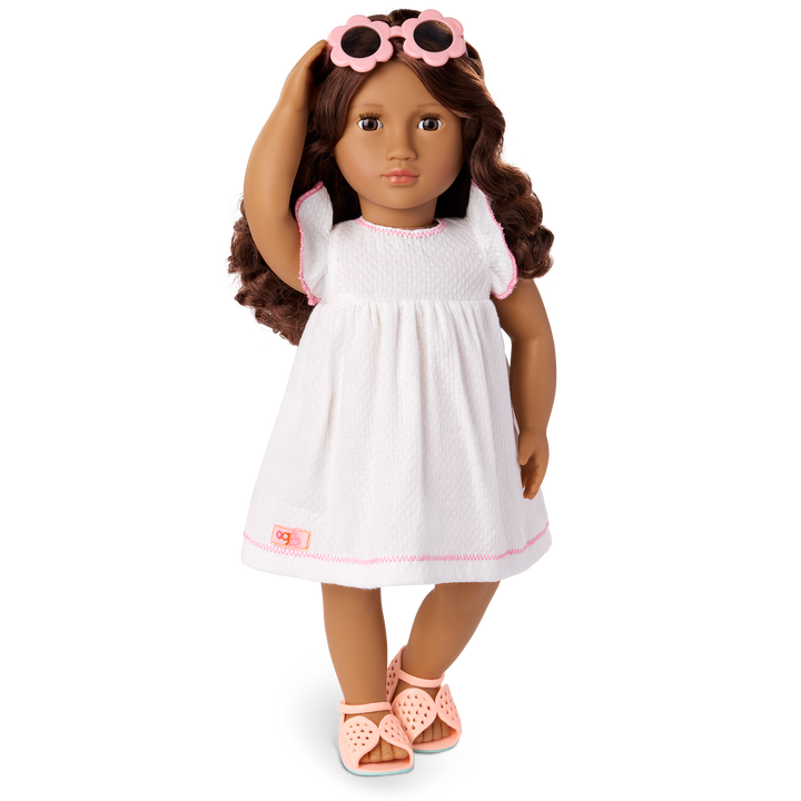 Gabriela - 46cm Summer Doll - OG Doll with Brown Hair & Eyes - Summer Outfits & Doll Swimwear - Poseable Doll- Doll & Book - Toys & Gifts for Kids - Our Generation UK