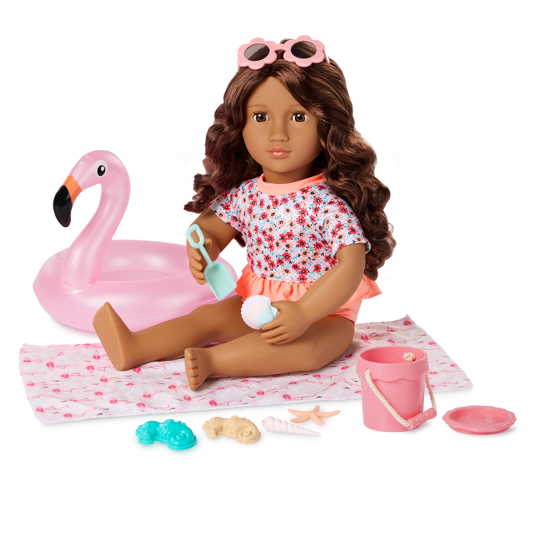 Gabriela - 46cm Summer Doll - OG Doll with Brown Hair & Eyes - Summer Outfits & Doll Swimwear - Poseable Doll- Doll & Book - Toys & Gifts for Kids - Our Generation UK
