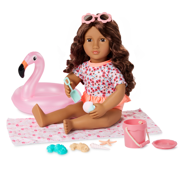 Gabriela - 46cm Summer Doll - OG Doll with Brown Hair & Eyes - Summer Outfits & Doll Swimwear - Poseable Doll- Doll & Book - Toys & Gifts for Kids - Our Generation UK