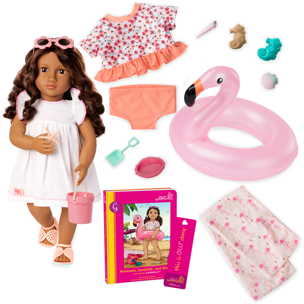 Gabriela - 46cm Beach Doll with Accessories - Doll & Storybook - Posable Doll - Gift Ideas for Kids - Our Generation UK