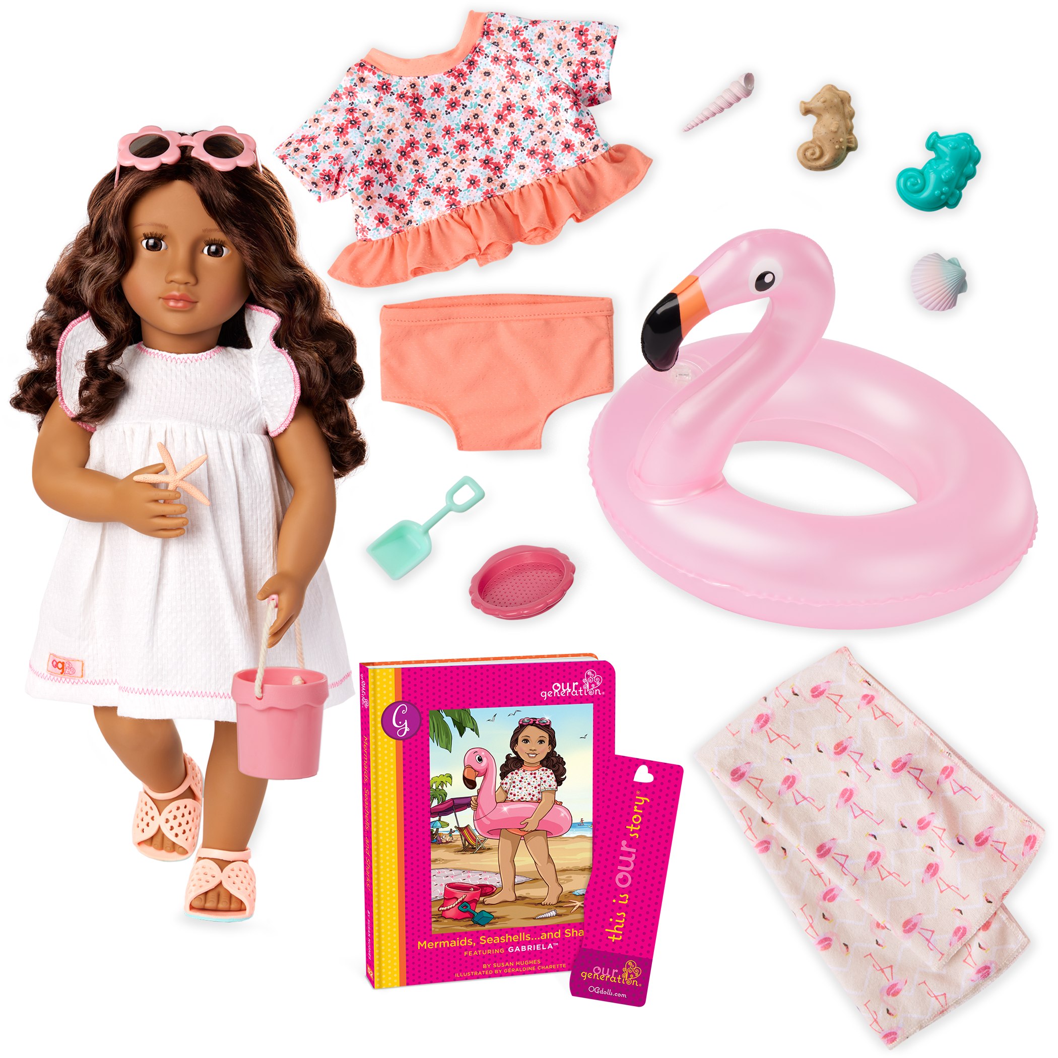 Gabriela - 46cm Beach Doll with Accessories - Doll & Storybook - Posable Doll - Gift Ideas for Kids - Our Generation UK