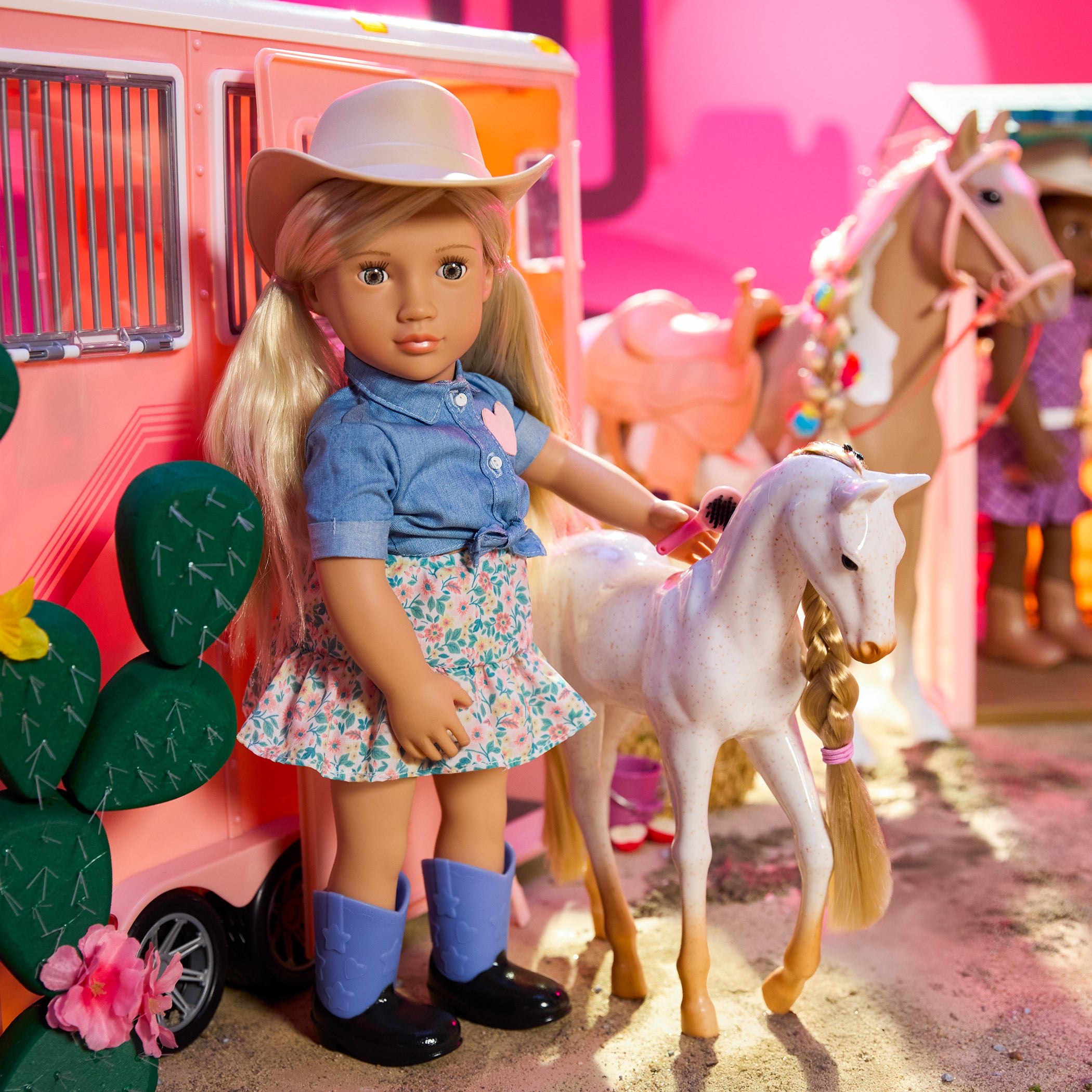 Lainey  - 46cm Equestrian Doll with Book - Blonde Hair with Pink Highlights - Chapter Storybook - Toys for Kids 3 to 12 Years - Our Generation UK