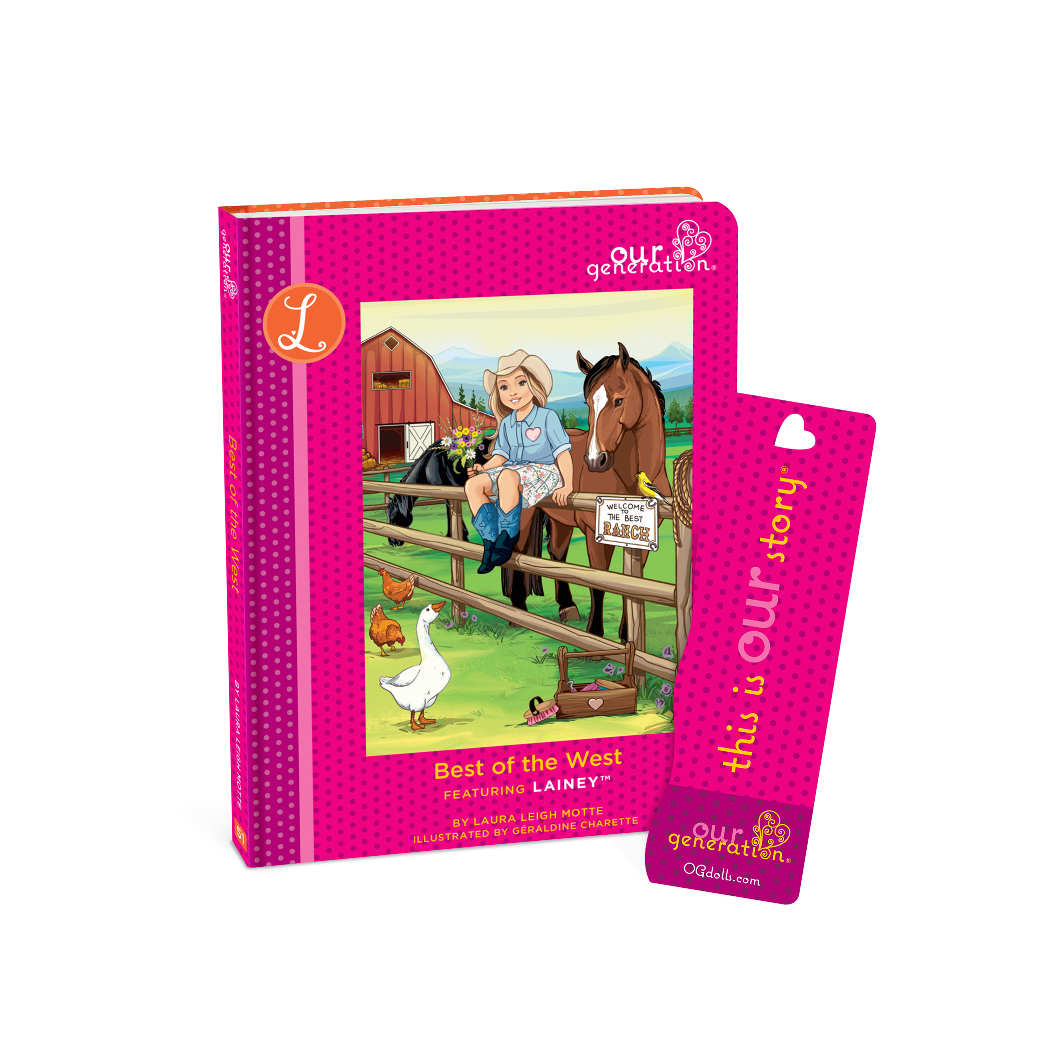 Lainey  - 46cm Equestrain Doll with Book - Blonde Hair with Pink Highlights - Chapter Storybook - Toys for Kids 3 to 12 Years - Our Generation UK