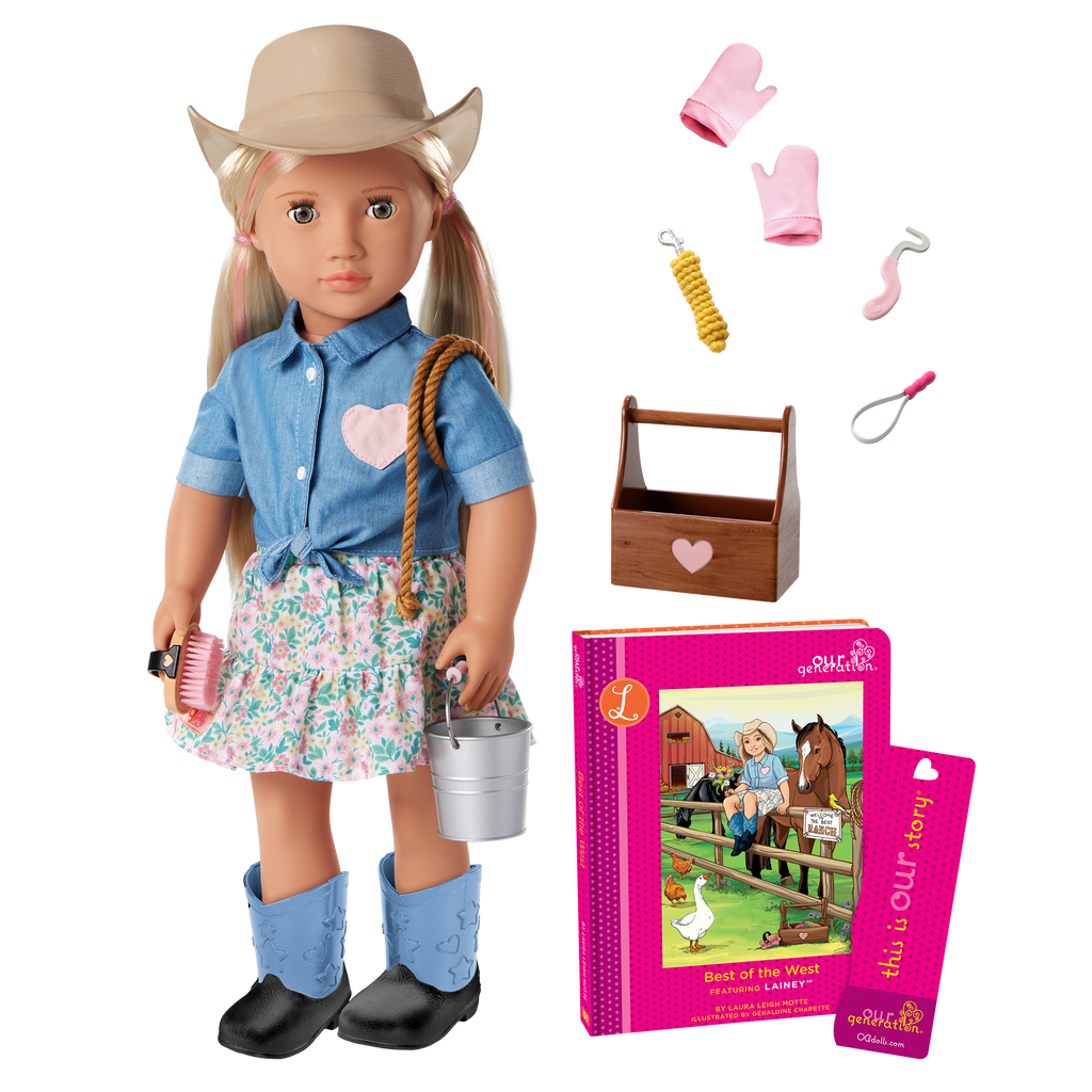 Lainey  - 46cm Equestrain Doll with Book - Blonde Hair with Pink Highlights - Chapter Storybook - Toys for Kids 3 to 12 Years - Our Generation UK