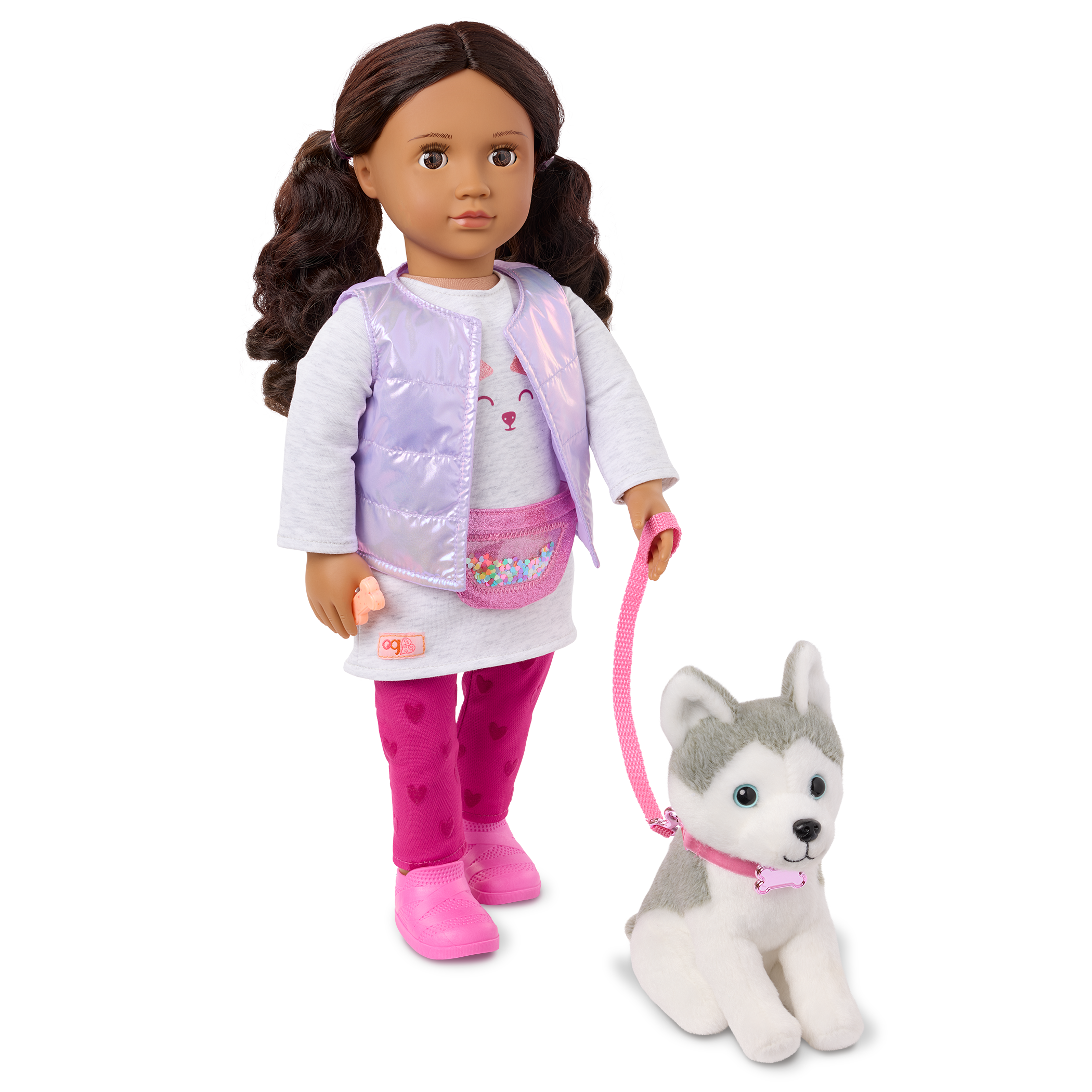 Estella & Evi - 46cm Doll with 15cm Husky Plush - Doll with Brown Hair & Eyes - OG Pup & Accessories - Gift Ideas for Kids Ages 3 Years + - Our Generation
