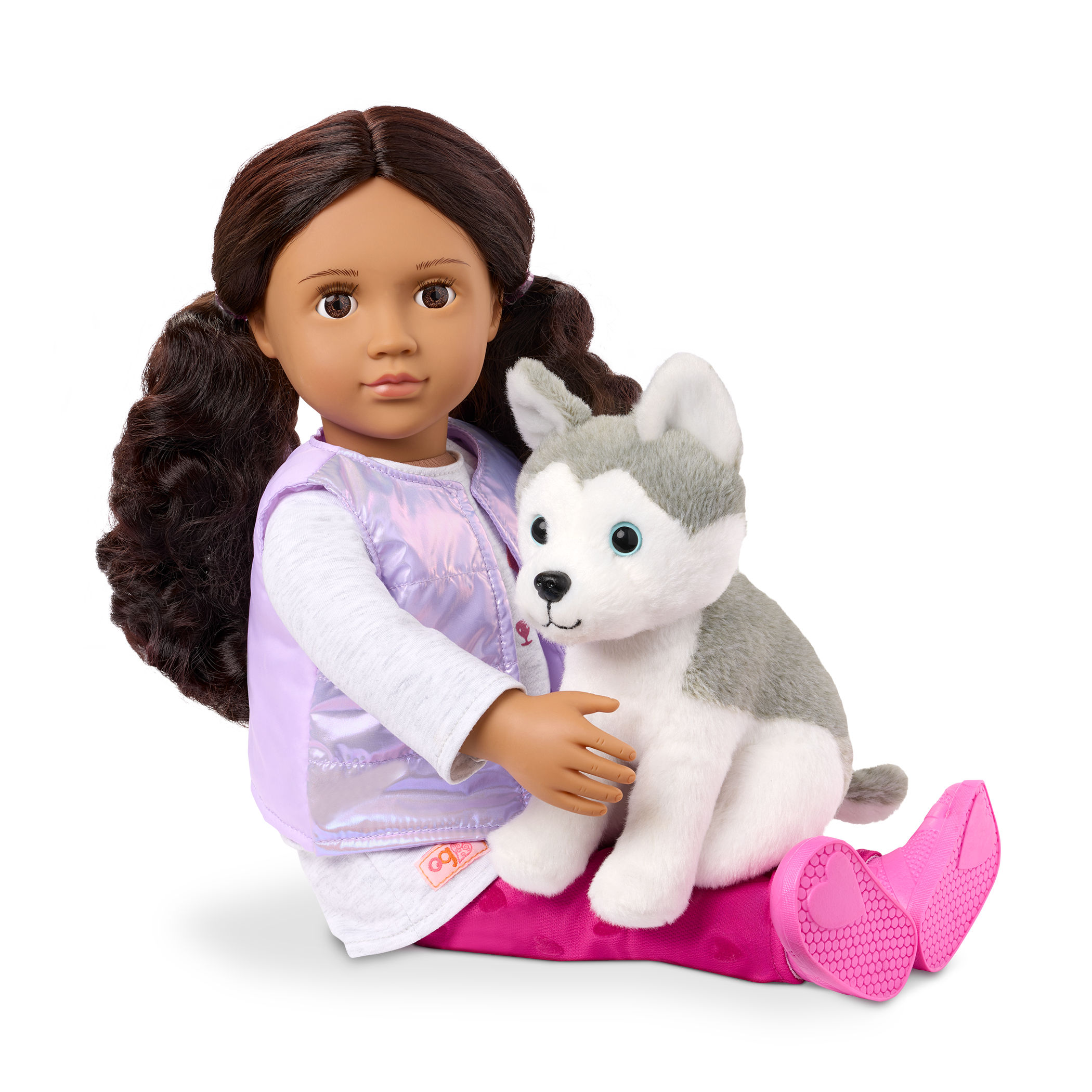 Estella & Evi - 46cm Doll with 15cm Husky Plush - Doll with Brown Hair & Eyes - OG Pup & Accessories - Gift Ideas for Kids Ages 3 Years + - Our Generation