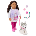 Estella & Evi - 46cm Doll with 15cm Husky Plush - Doll with Brown Hair & Eyes - OG Pup & Accessories - Gift Ideas for Kids Ages 3 Years + - Our Generation