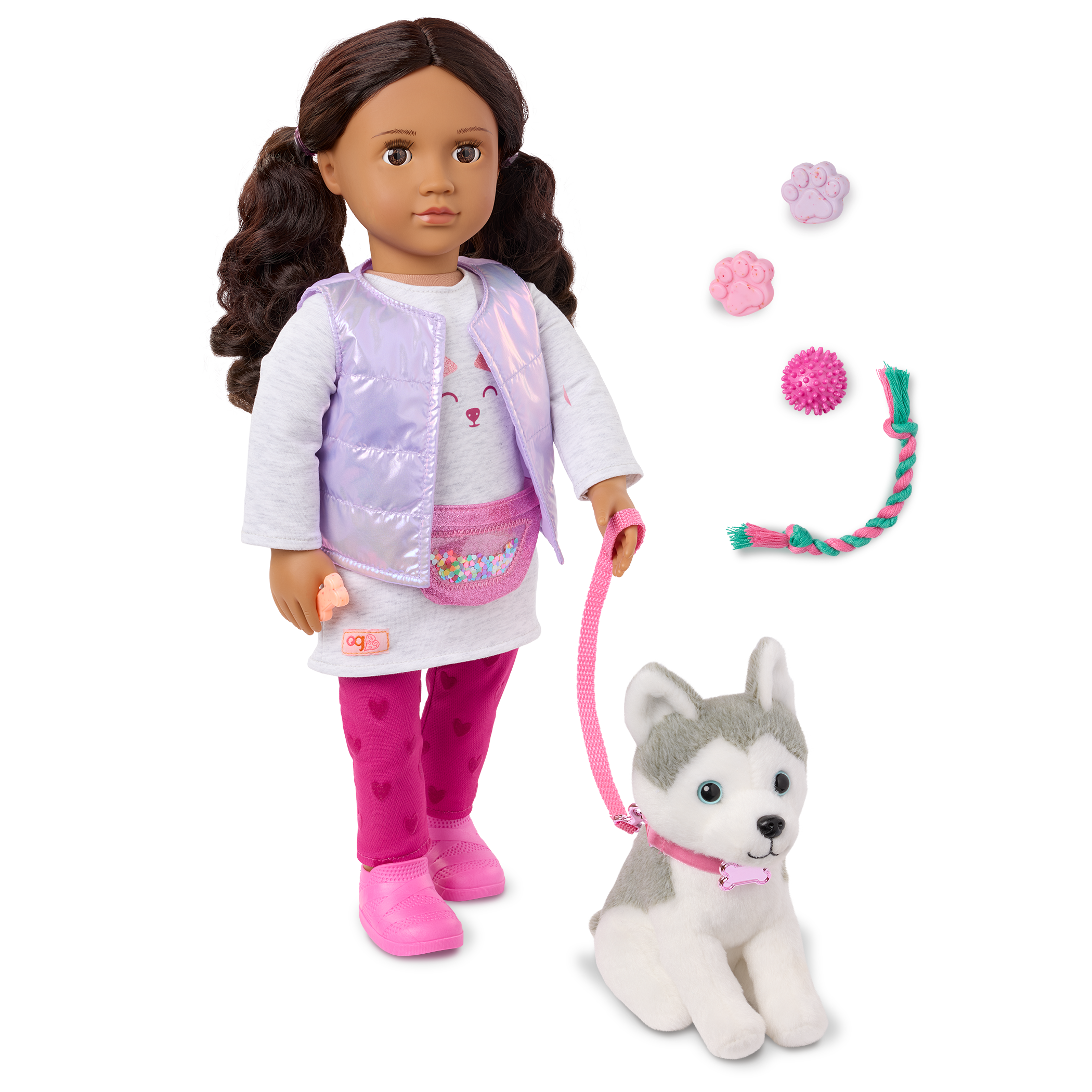 Estella & Evi - 46cm Doll with 15cm Husky Plush - Doll with Brown Hair & Eyes - OG Pup & Accessories - Gift Ideas for Kids Ages 3 Years + - Our Generation