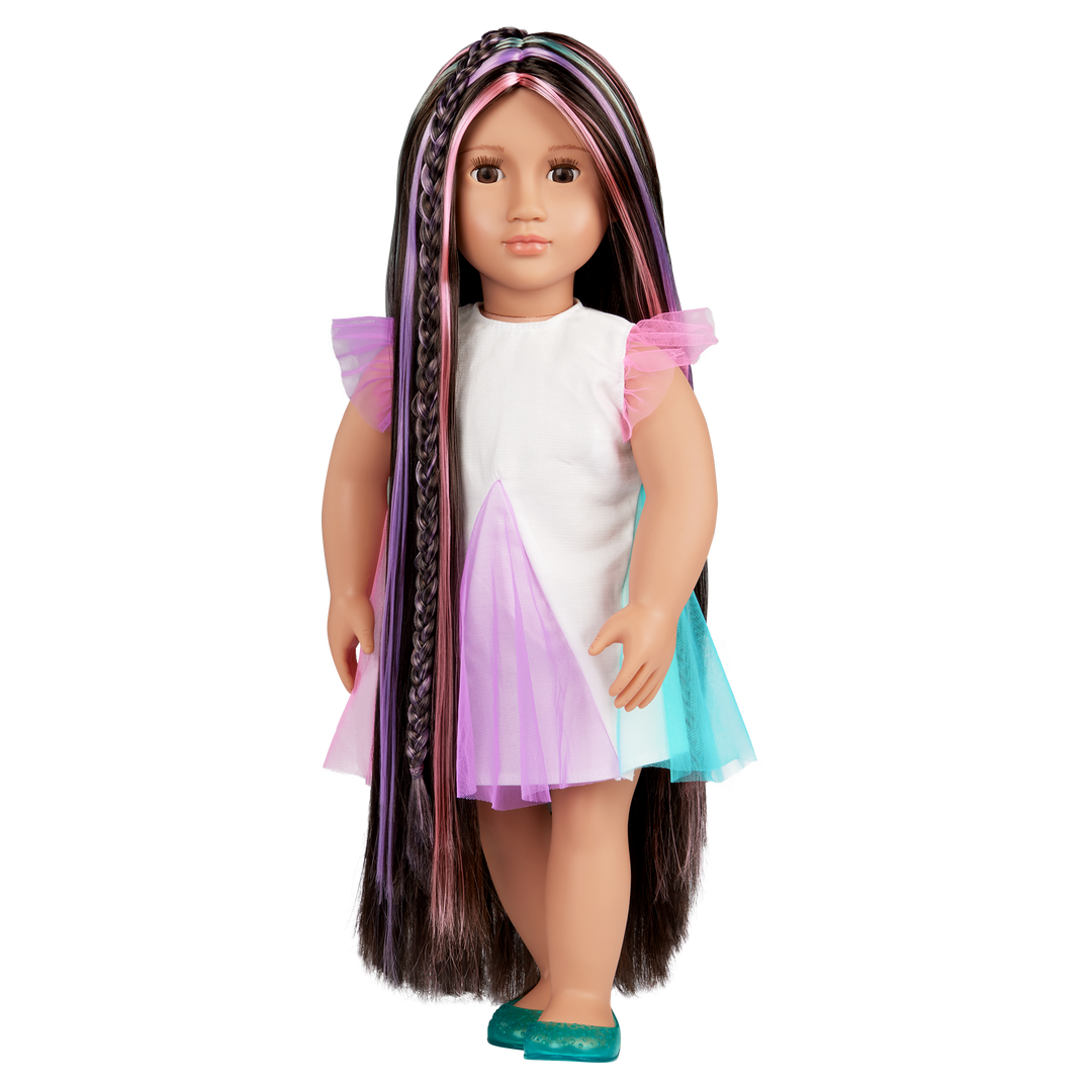 Tina - 46cm Doll with Long Hair & Highlights - OG Hairgrow Doll - Toys & Gifts for Kids - Our Generation UK
