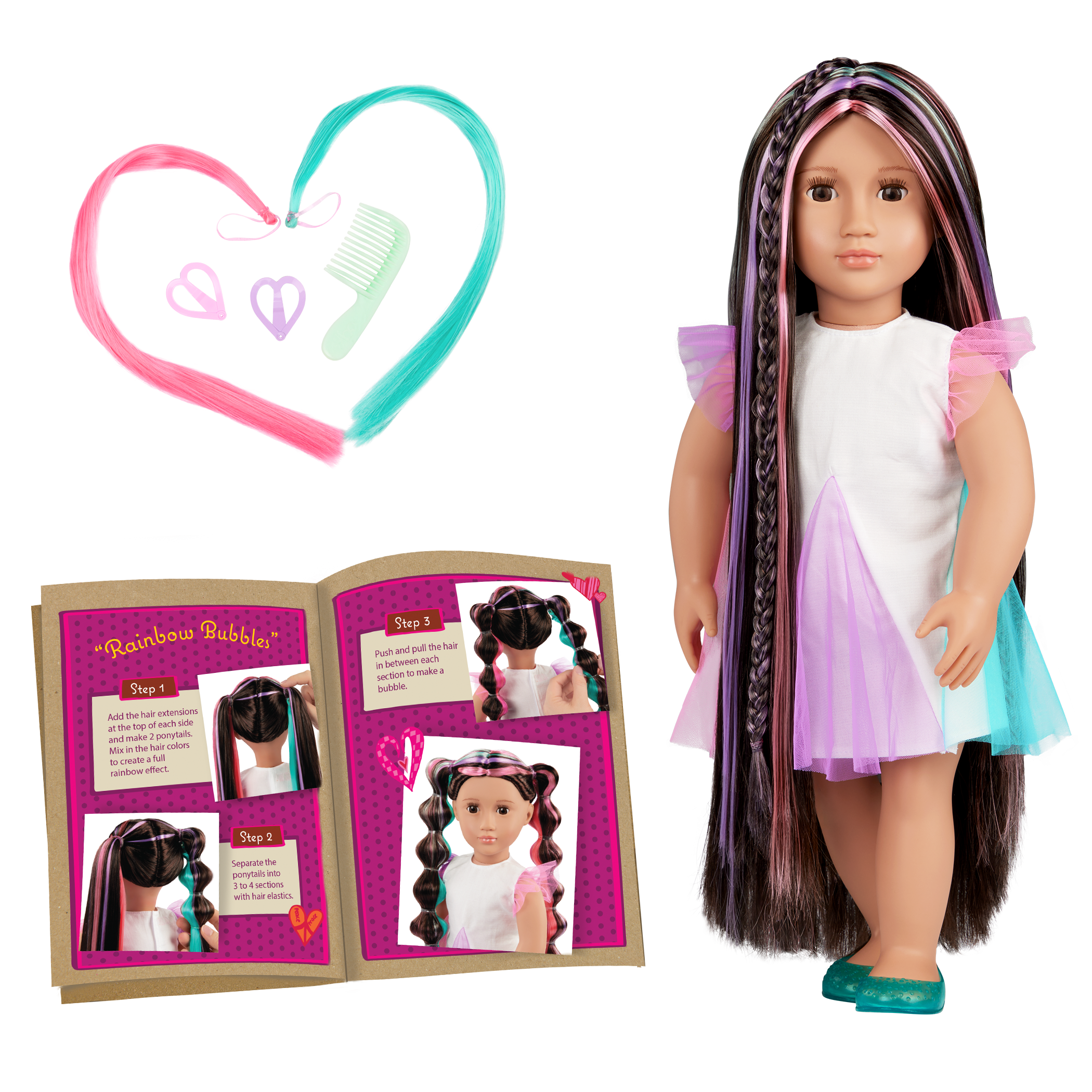 Tina - 46cm Hair Grow Doll - OG Doll with Long Hair & Extenable Braids - Hair-Styling Accessories & Booklet - Gifts for Kids - Our Generation