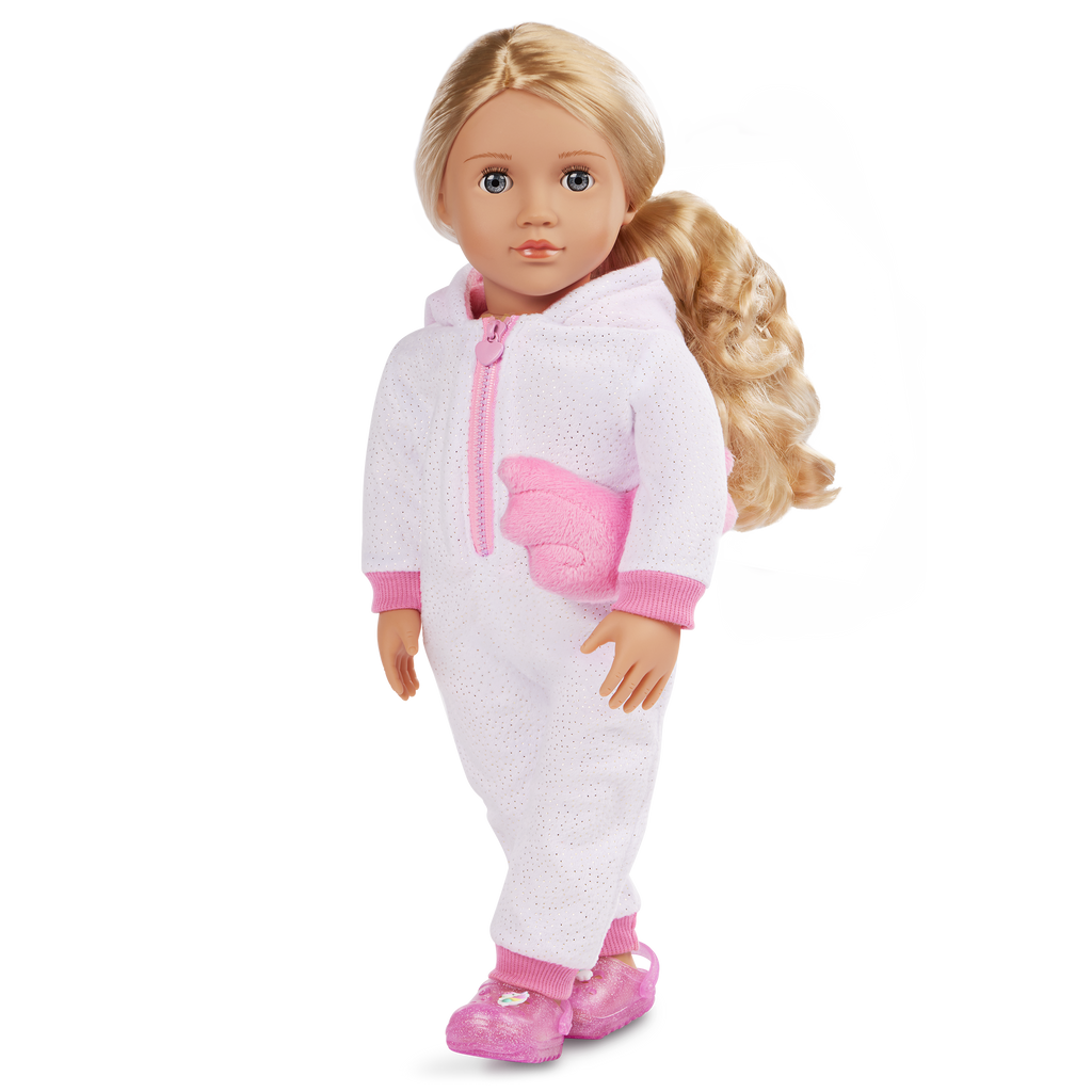 Lilian - 46cm Sleepover Doll - Doll with Blonde Hair & Grey Eyes - Unicorn Onesie - Toys for Kids - Our Generation