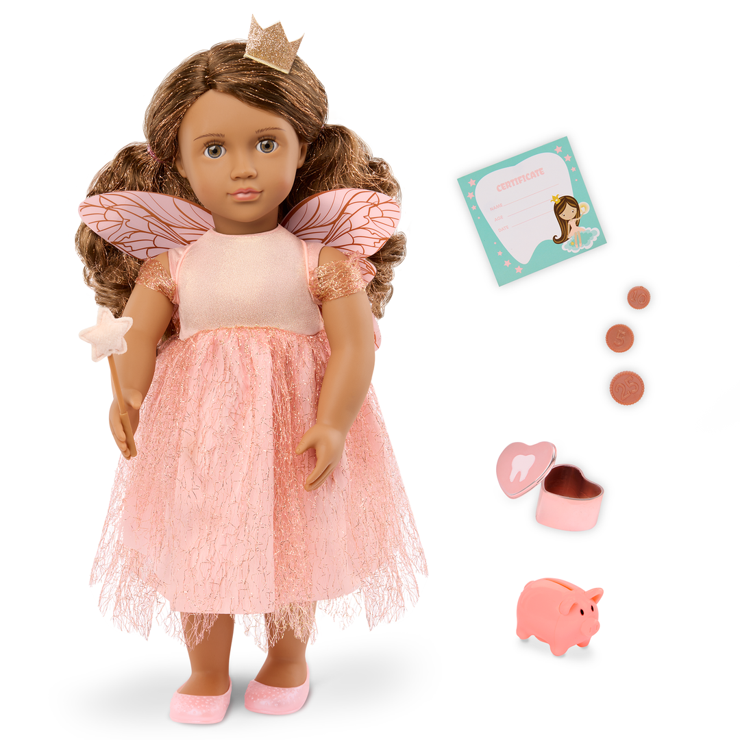 Breena - 46cm Tooth Fairy Doll - OG Doll with Brown, Glittery Hair - Doll with Brown Eyes - Tooth Accessories - Toys & Gifts for Kids - Our Generation UK