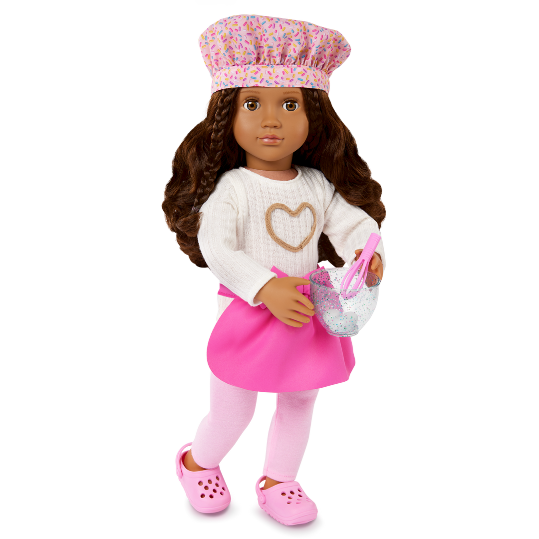 Paola- 46cm Baking Doll with Book - OG Deluxe Doll - Storybook for Doll - Baking Accessories - Toys for Kids - Gift Ideas - 3 Years + - Our Generation UK