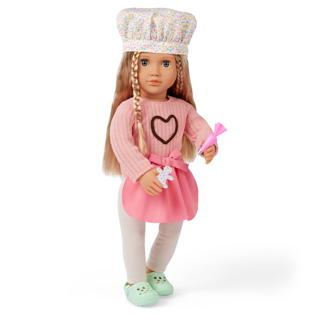 Emery - 46cm Baking Doll & Book - Posable Doll with Blonde Hair- Baking Accessories for Dolls - Chapter Story Book - Gifts for Ages 3 Years + - Our Generation UK