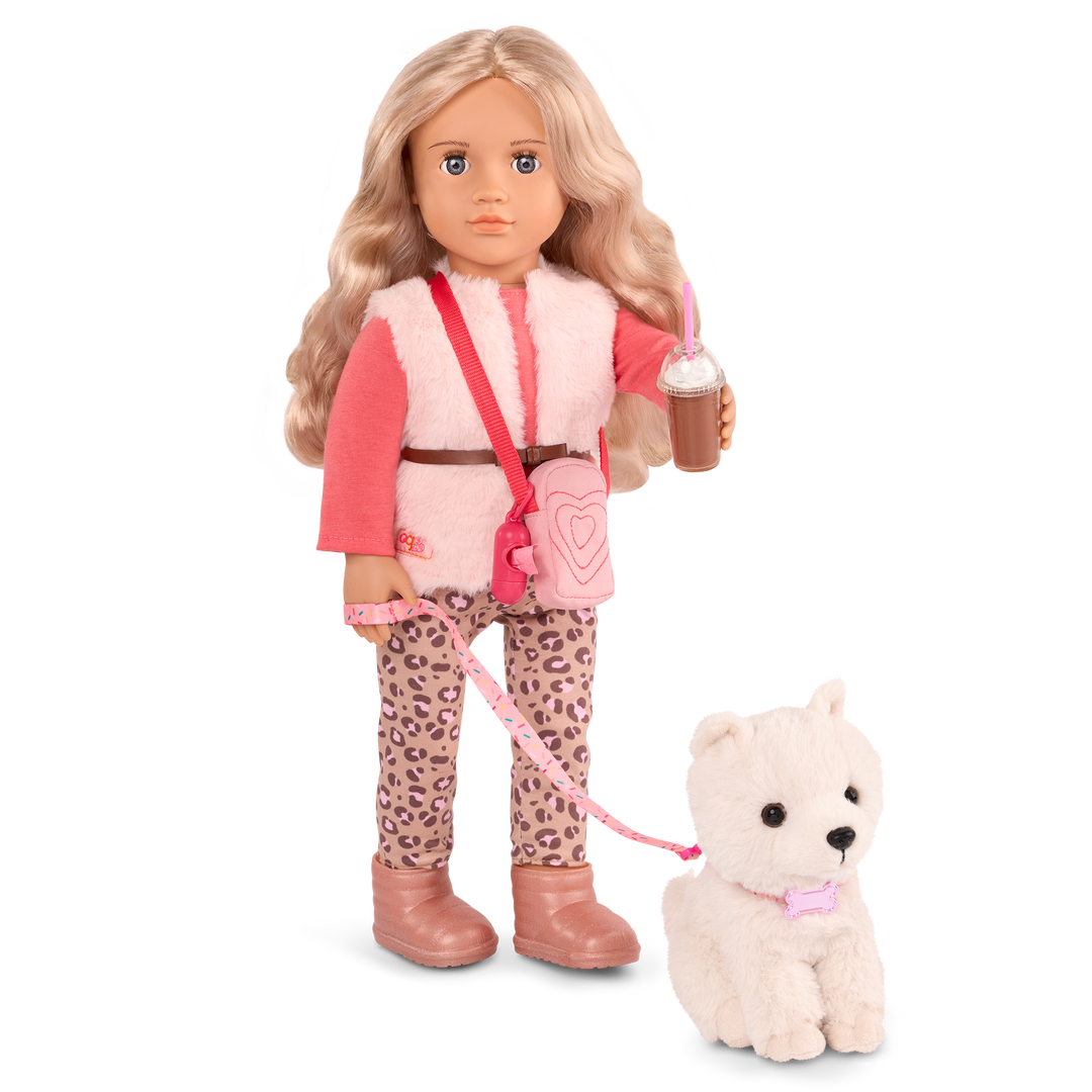 Kinsley - 46cm OG Doll with Pet Puppy - Doll with Blonde Hair & Grey Eyes - 15cm OG Pup with White Fur - Toys & Gifts for Kids - Our Generation UK