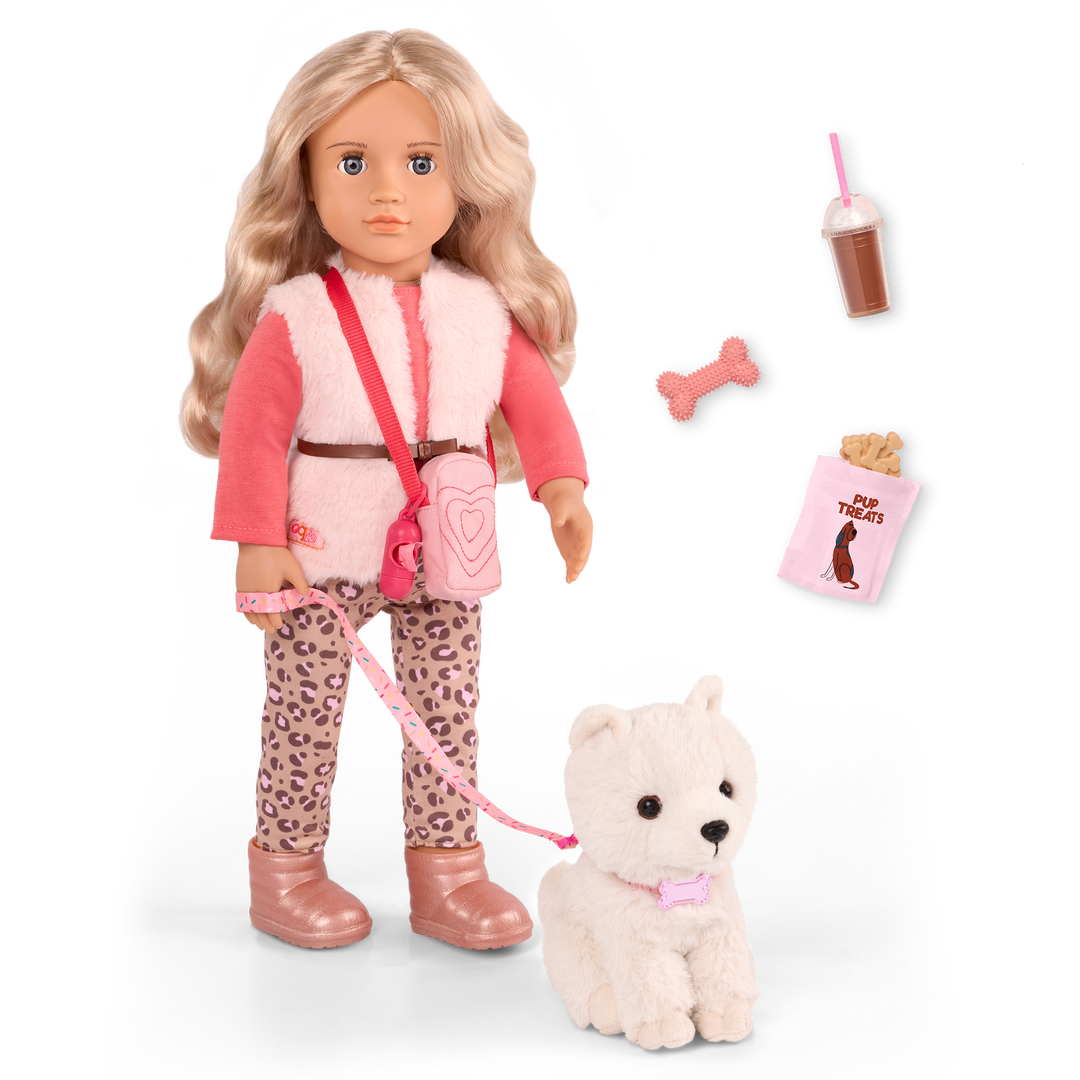 Kinsley - 46cm OG Doll with Pet Puppy - Doll with Blonde Hair & Grey Eyes - 15cm OG Pup with White Fur - Toys & Gifts for Kids - Our Generation UK