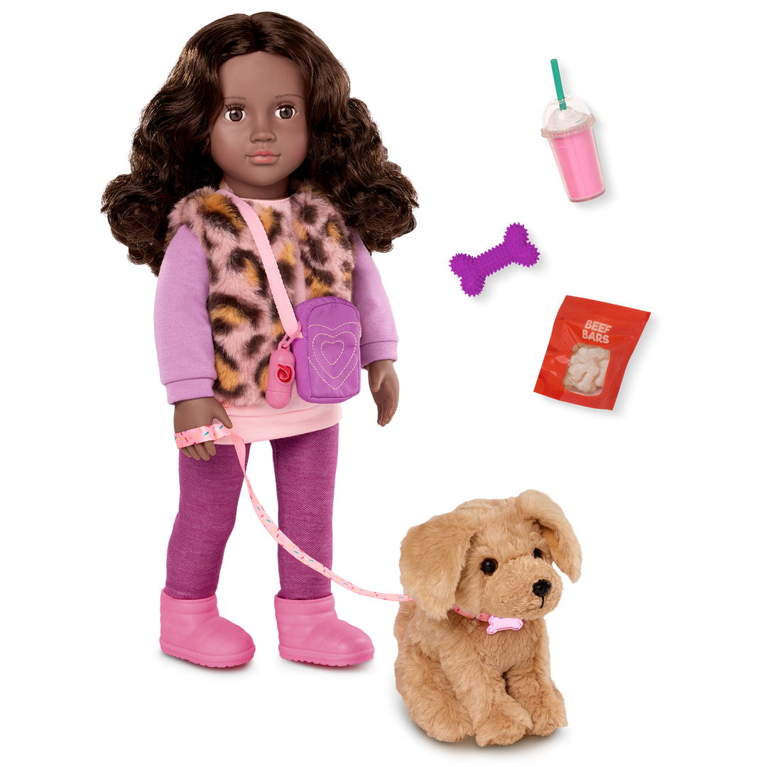 Josie & Jax - 46cm Doll with Brown Hair & Eyes - 15cm OG Puppy with Brown Fur - Doll & Pet Dog - Toys & Gifts for Kids - Ages 3 to 12 Years - Our Generation