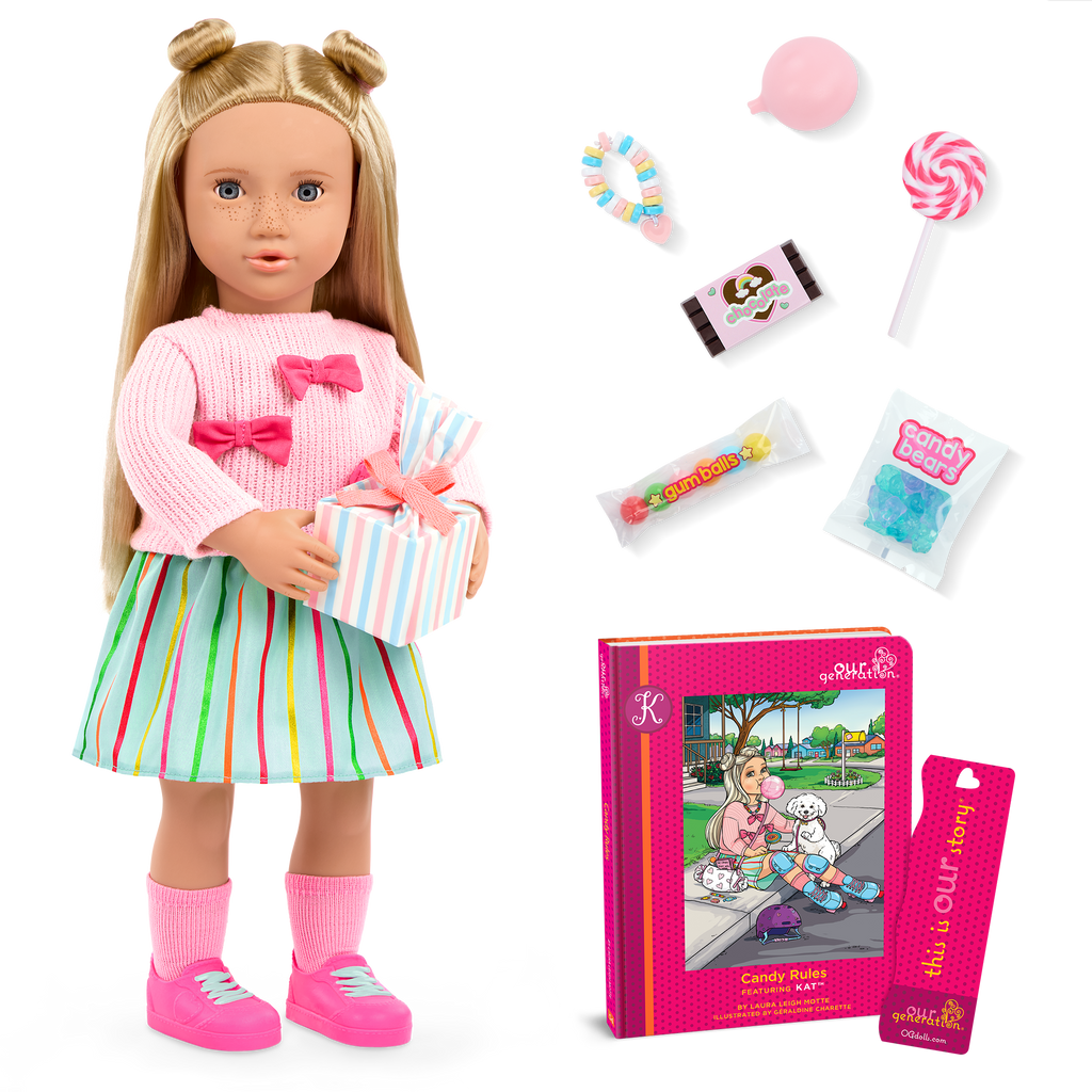 Kat - 46cm Doll & Book - Blonde Hair, Grey Eyes & Freckles - Toys for Children Ages 3 to 12 Years - Our Generation UK