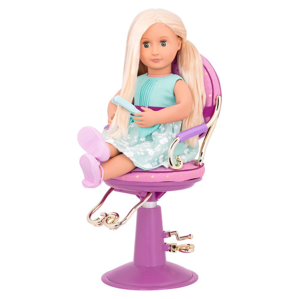 Sitting Pretty Salom Chair - Pink & Purple Pattern with Gold Heart - Accessories for Dolls - Our Generation UK