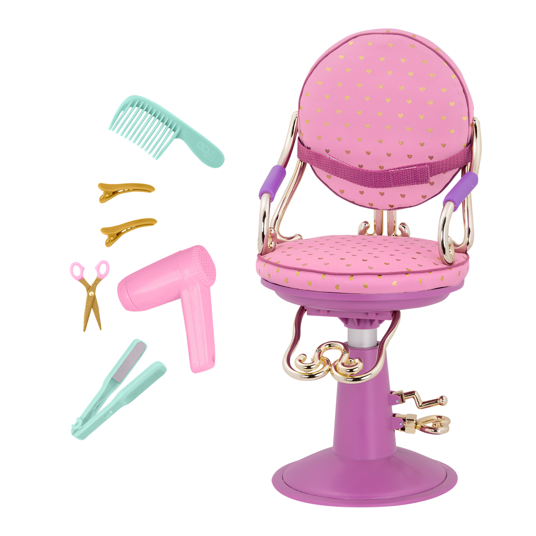 Sitting Pretty Salom Chair - Pink & Purple Pattern with Gold Heart - Accessories for Dolls - Our Generation UK