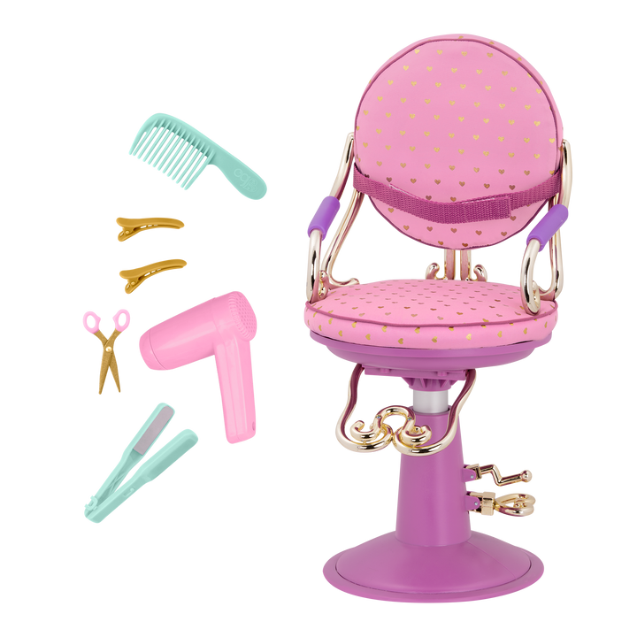 Sitting Pretty Salom Chair - Pink & Purple Pattern with Gold Heart - Accessories for Dolls - Our Generation UK