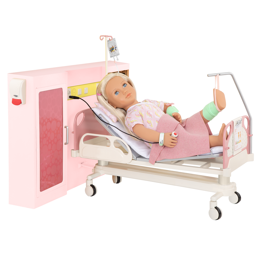 OG Get Well Room - Hospital Playset for 46cm Dolls - Hospital Room - Bed & Medical Accessories for Dolls - Functioning Lights & Sounds - Our Generation UK