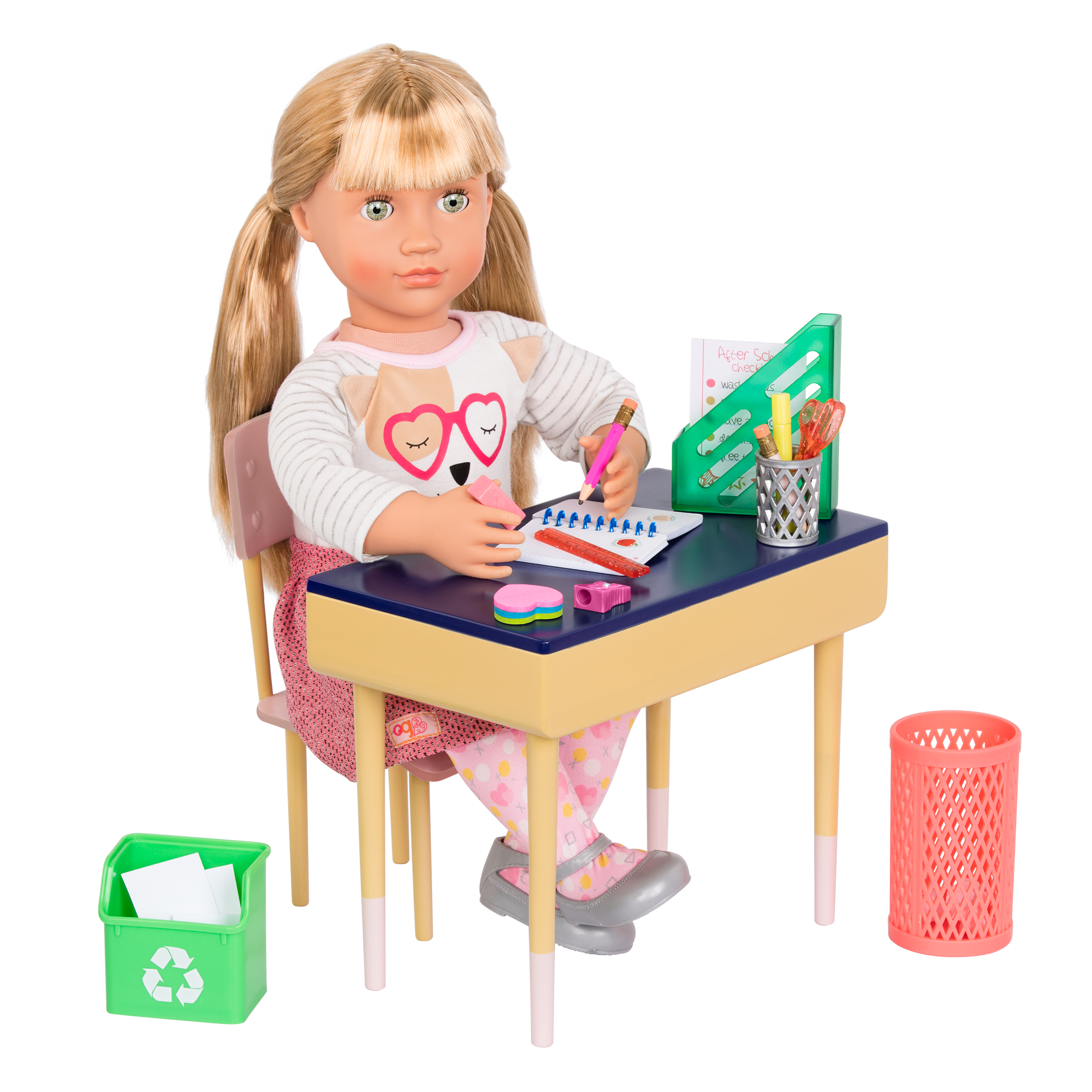 Brilliant Bureau Desk Set - 46cm Doll Desk Set with School Accessories - Our Generation UK