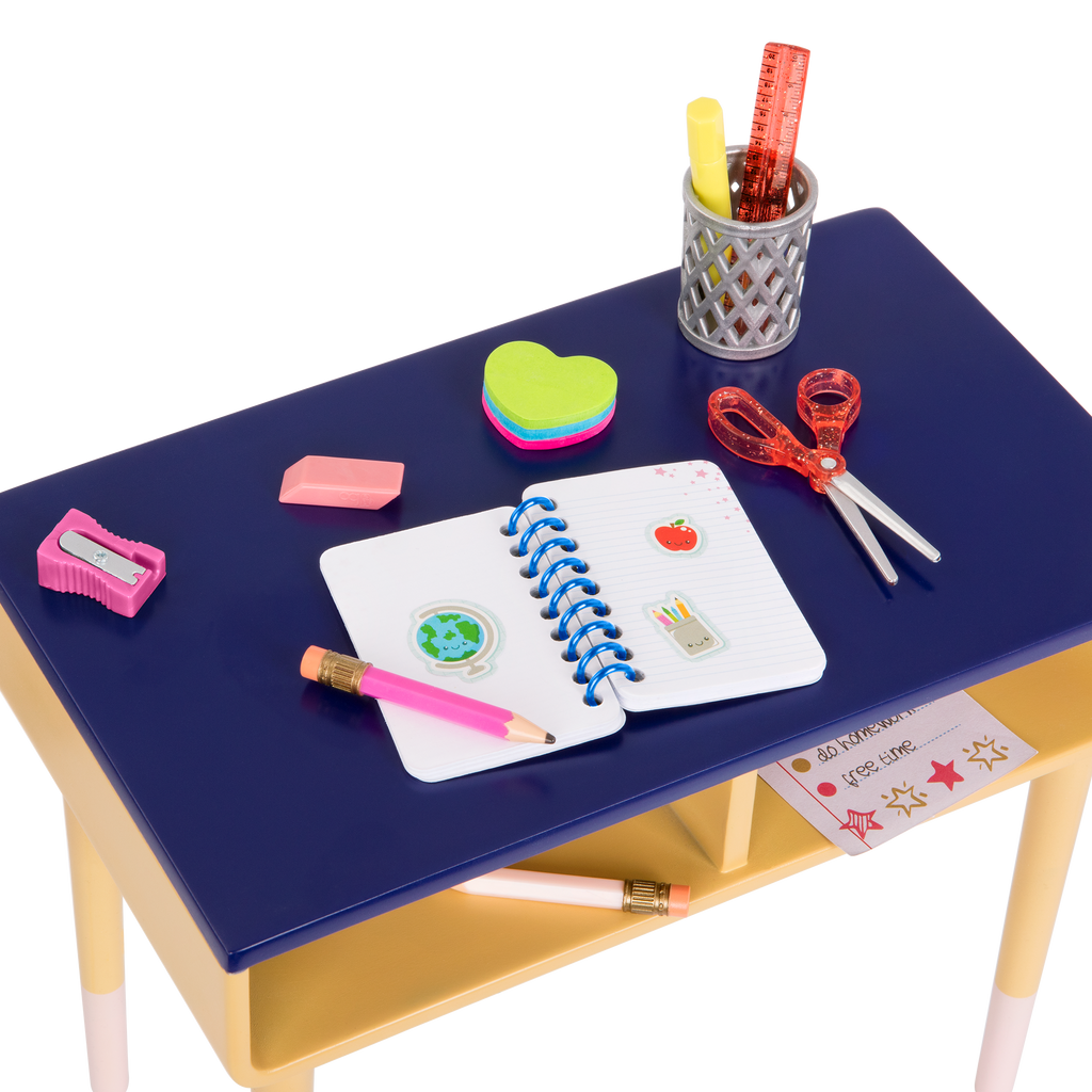 Brilliant Bureau Desk Set - 46cm Doll Desk Set with School Accessories - Our Generation UK
