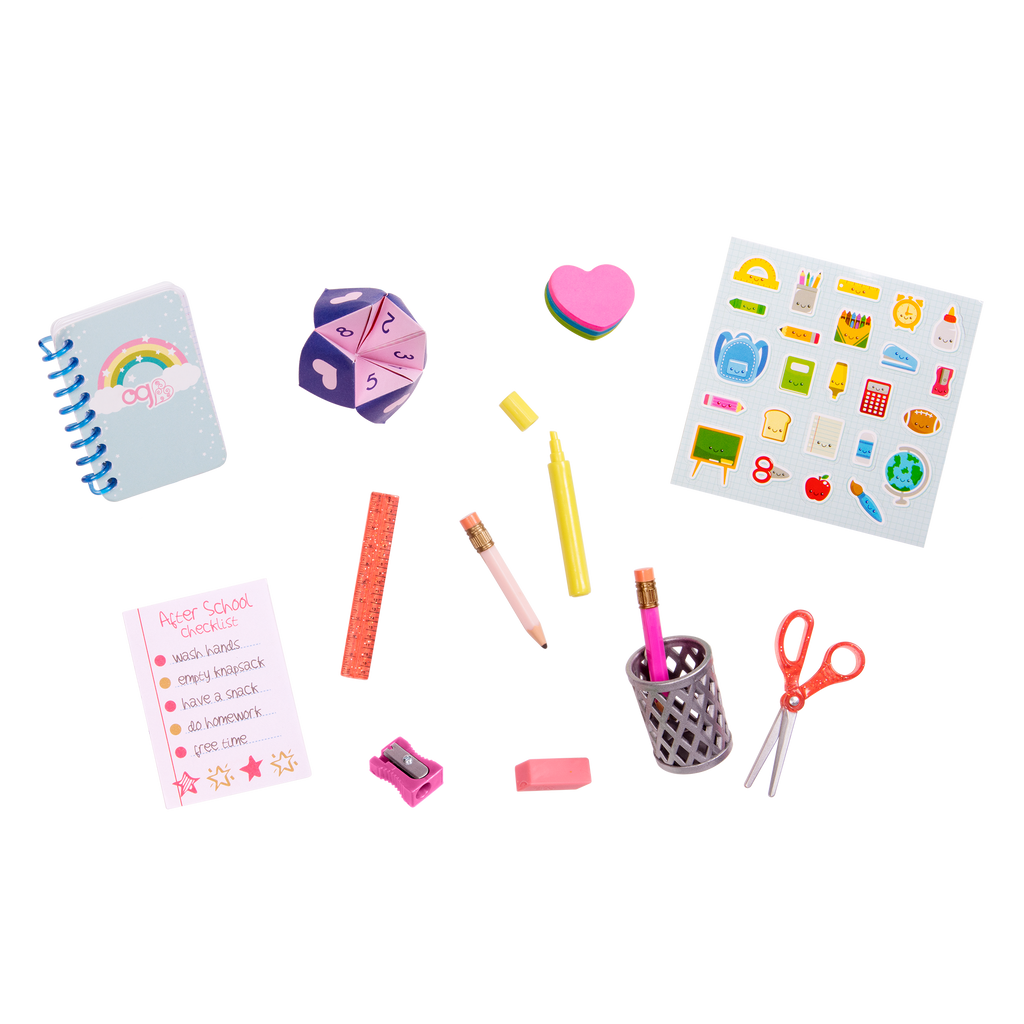 Brilliant Bureau Desk Set - 46cm Doll Desk Set with School Accessories - Our Generation UK