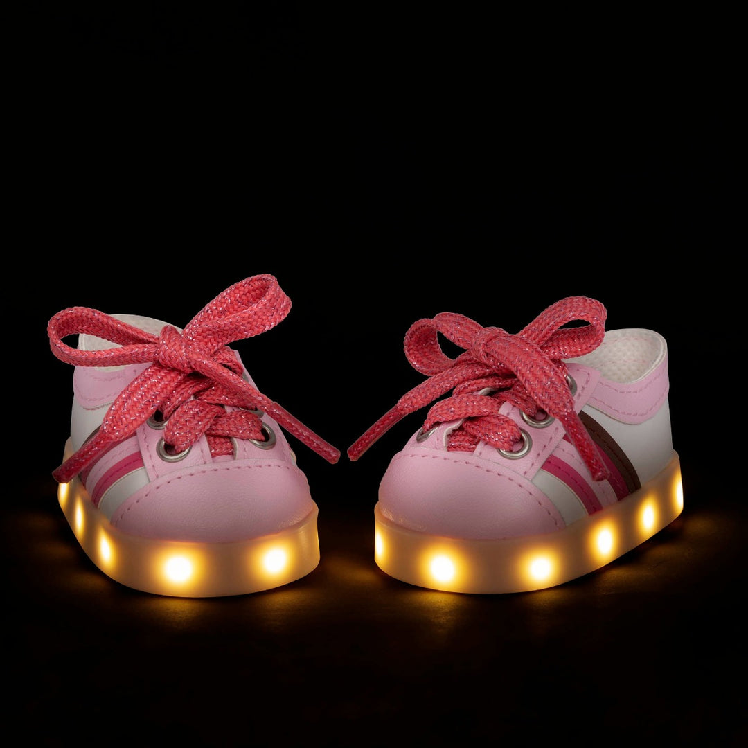 Rainbow Delight - Light-Up Pink Trainers for 46cm Dolls - Doll Shoes -  Our Generation