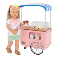 Two Scoops Ice Cream Cart - Pink Ice Cream Cart with Food Accessories - Playsets for Dolls - Our Generation UK