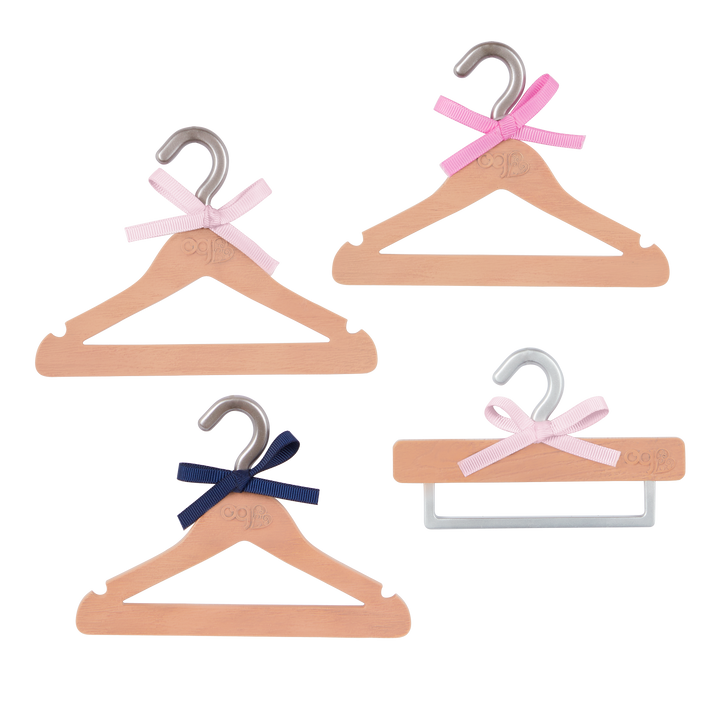 Doll Hangers Set - 4 Wooden Hangers for Doll Clothing - Hanger Accessories - Our Generation UK