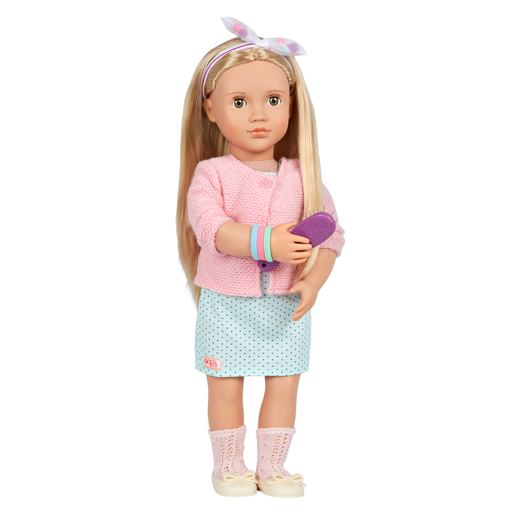Pretty Pom Poms - 46cm Hair Accessories  - Doll Hairbands, Brush * Spray Bottle - Our Generation