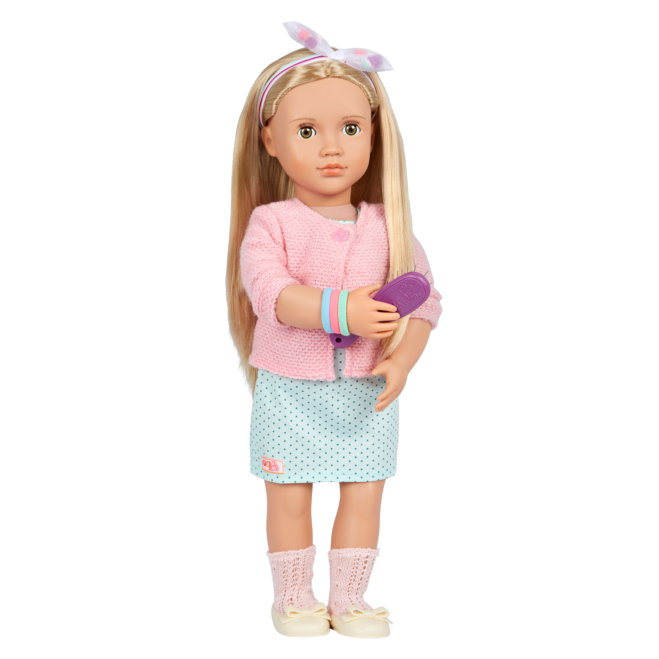 Pretty Pom Poms - 46cm Hair Accessories  - Doll Hairbands, Brush * Spray Bottle - Our Generation